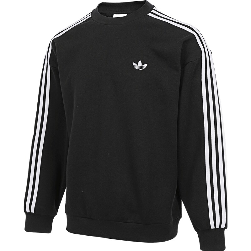 adidas阿迪达斯三叶草男子三条纹圆领卫衣运动休闲套头衫KG3898