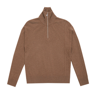 鹿王100%山羊绒衫女半高领拉链纯色针织衫毛衣内搭保暖25年秋冬新