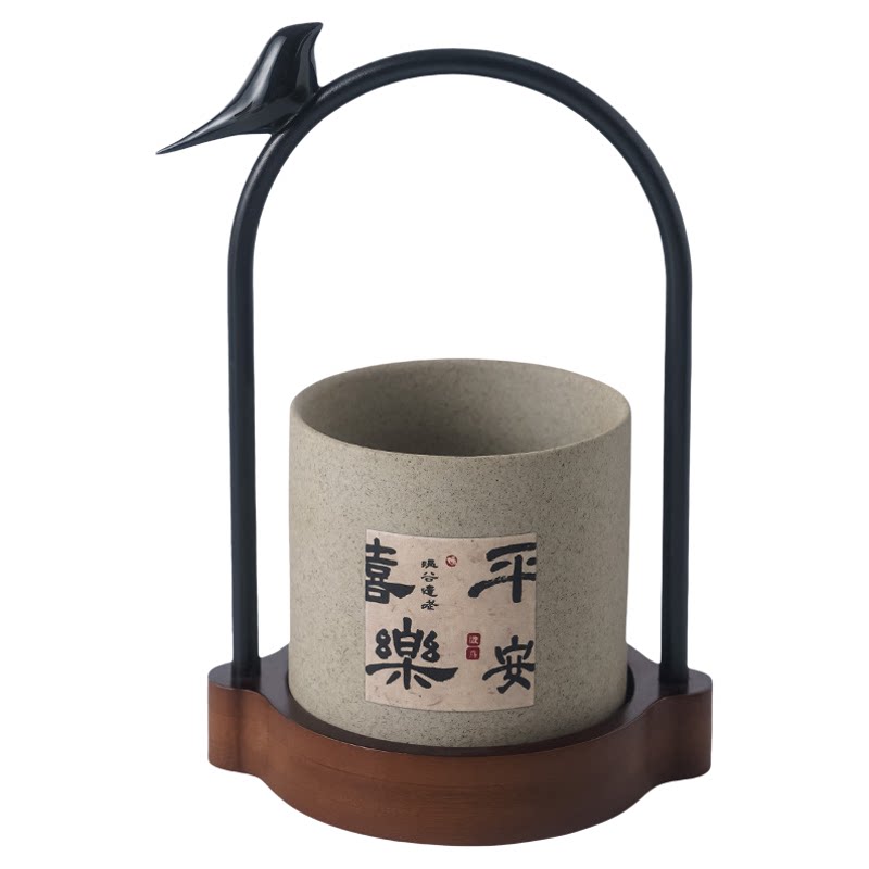 中古风粗陶水果叉收纳罐勺子套装