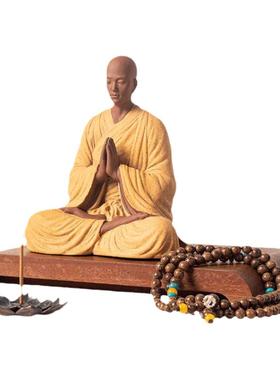 禅意小和尚摆件古风茶室装饰