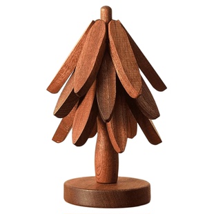 隔热垫餐桌摆件实木一棵树高颜值隔热垫小树隔热垫创意折叠餐盘树