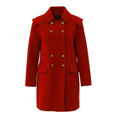 SOMSOM/索玛冬季新款大衣女中长款秋冬复古正红色外套气质
