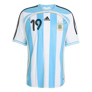 阿根廷队2006梅西版复古足球休闲文化短袖球衣男女adidas阿迪达斯