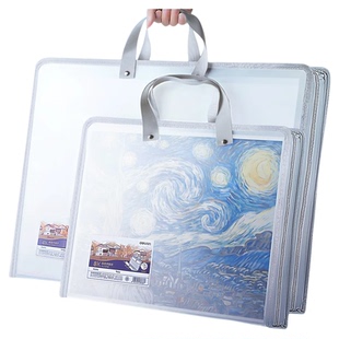 得力4K手提画纸画袋画册画夹油画收纳画稿作品集a3文件夹8K儿童美术8开装素描画作书法收集资料海报奖状收藏