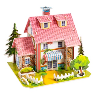 儿童3d立体拼图模型拼装小屋积木手工diy手工纸房子6女孩益智玩具