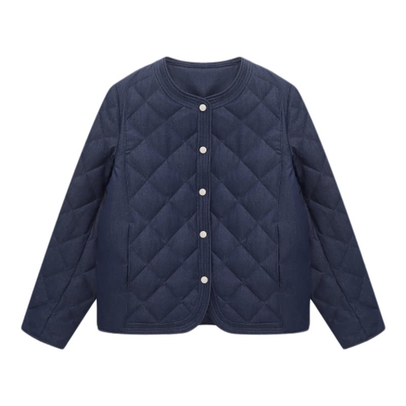 Basic House/百家好圆领轻薄白鸭绒羽绒服女秋冬新款保暖百搭外套