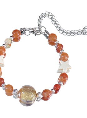 【星烟绯光】MIES原创油画风天然石水晶珠手链星星装饰高级感手串