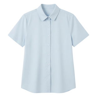 宿·色面试衬衫女蓝色正装公务员服装娃娃领正肩工作服职场衬衣
