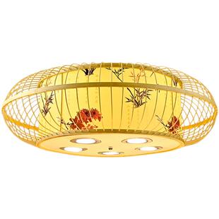 竹编竹艺灯笼吊灯禅意个性中式餐厅包间火锅店饭店餐饮专用带射灯