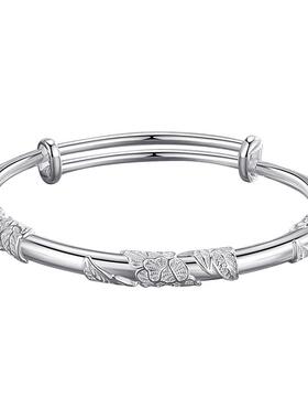 中国珠宝足银999繁花似锦银手镯