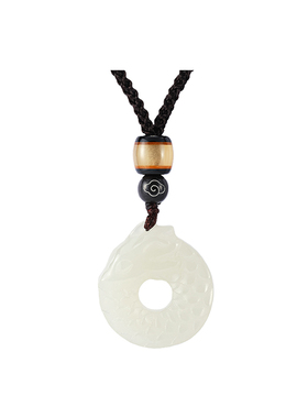 天然和田玉飞龙平安环吊坠女