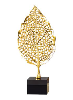 现代轻奢招财树摆件高档金属叶子家居装饰品公羊客厅电视柜摆设