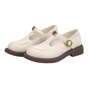 星期六乐福鞋女春季新款英伦圆头百搭浅口单鞋厚底舒适小皮鞋