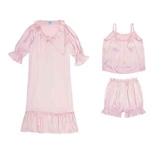 NoButtons法式仙女风系带睡衣女春夏薄款冰丝三件套家居服带胸垫