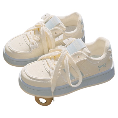 2025年新款韩系厚底板鞋女款百搭鞋子小白鞋面包鞋潮运动鞋chic潮