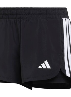 adidas阿迪达斯跑步健身含内衬三分裤夏女三条纹梭织短裤 KD9742