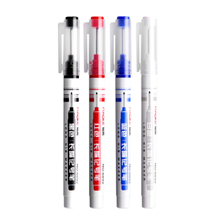 长头记号笔工地专用木工防水防油不掉色油性瓷砖黑色速干加长细头特殊用途的长嘴深孔划线蓝红色单头脱帽不干