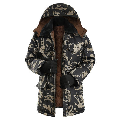 迷彩迷彩大衣中长款防寒建筑工地