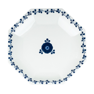 日本进口波佐见烧釉下彩蓝白瓷大深盘八角盘小钵碗小平盘异形盘子