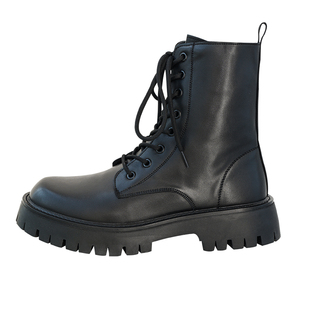 英伦风真皮黑色马丁靴男高帮百搭增高韩版皮靴潮男冬季工装机车靴