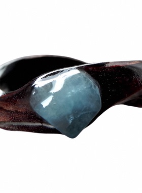 木制复古森林海蓝宝石镶嵌戒指