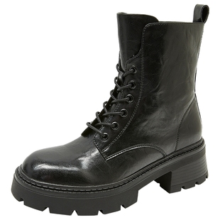 康莉高级感炸街马丁靴女款2025新款英伦牛筋底短靴增高美拉德靴子