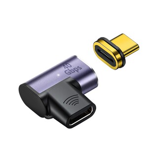 尚优琦USB4雷电3磁吸Type-C公对母PD快充100W转接头弯头OTG适用华硕戴尔苹果笔记本电脑140W充电转换器USB3.2