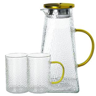 锤纹玻璃冷水壶家用耐高温凉水壶套装夏季凉白开水杯果汁茶壶水瓶