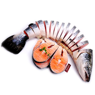 明汕堂智利冷冻切三文鱼一整条新鲜挪威半条鱼排中段鲑鱼排扒肉块