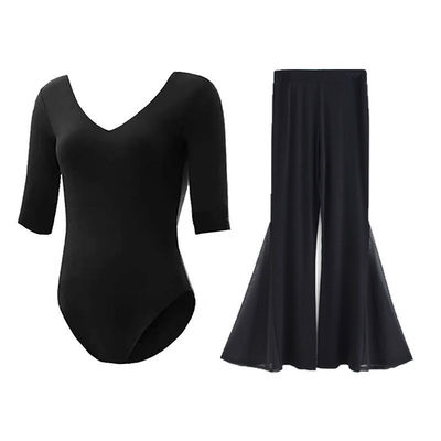 高档形体训练服装V领舞蹈练功服