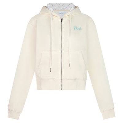 LKOD波点拼接帽衫女短款