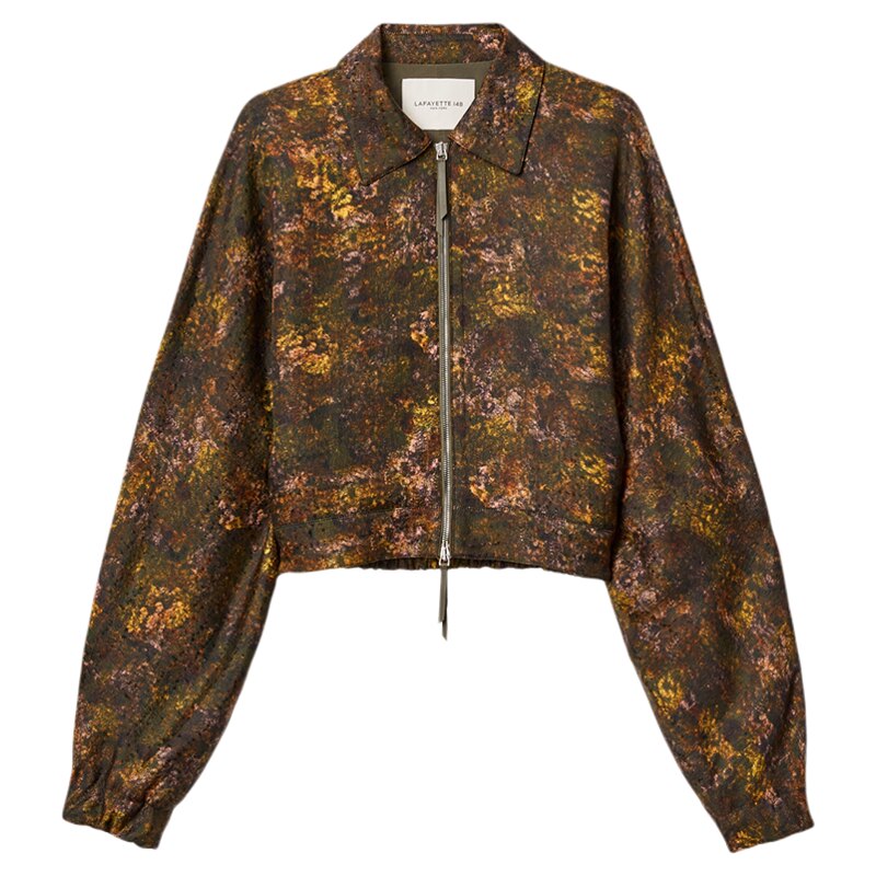LAFAYETTE148/拉飞逸蚕丝羊毛提花飞行员夹克外套