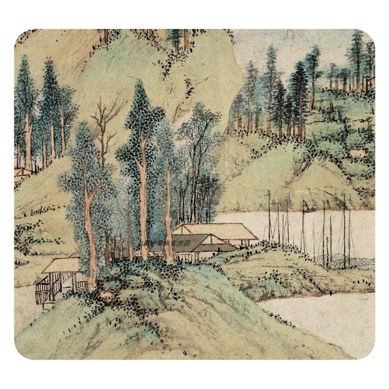 文征明《浒溪草堂图》原大微喷复制品文徵明园林雅集系山水画长卷