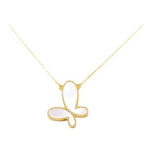 22K金无.敌珠边款蝴蝶项链女纯银孔雀石白贝母红玉髓滚珠礼物高级