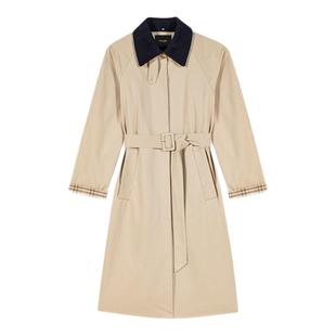 季末7折Maje2025秋冬新款女装法式棉米黄色可拆卸领长款风衣外套