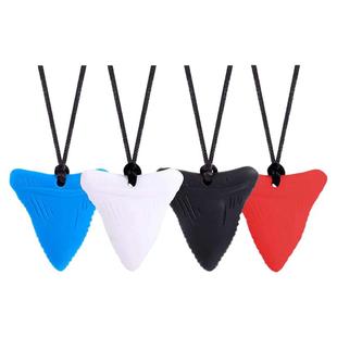 儿童硅胶牙胶鲨鱼项链吊坠学生防吃手婴儿安抚咬胶玩具咀嚼磨牙棒