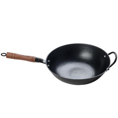 臻三环多用无涂层铸铁平底炒锅