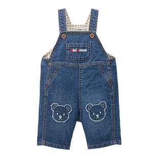 MIKIHOUSE裤子儿童牛仔裤男童裤子女童裤子背带裤复古贴布双熊裤