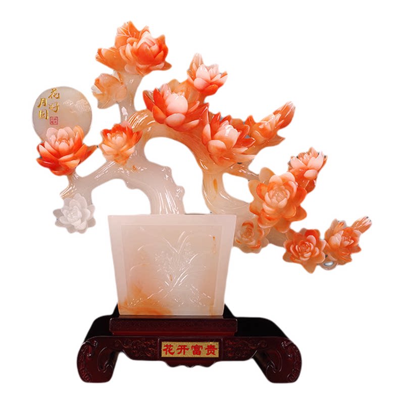花开富贵花好月圆镇宅风水摆件