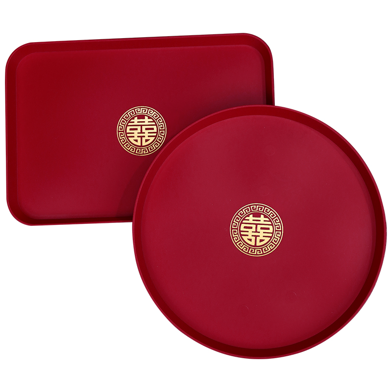 托盘结婚专用果盘婚礼喜糖盘红色喜盘子订婚备婚敬茶婚庆用品大全