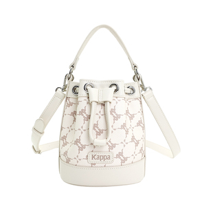 Kappa卡帕 正品新款皮质感水桶包手提斜挎单肩包时尚潮流圆桶女包