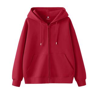 班尼路红色连帽开衫外套女款2026春夏新款宽松休闲新年喜庆卫衣Q