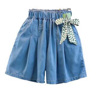 女童短裤裙夏季裙裤夏装2026新款女大童薄款天丝洋气女孩牛仔五分