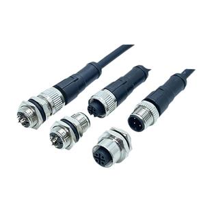 M12连接器4芯5芯6芯8芯12芯带线传感器连接线直头防水公母接头