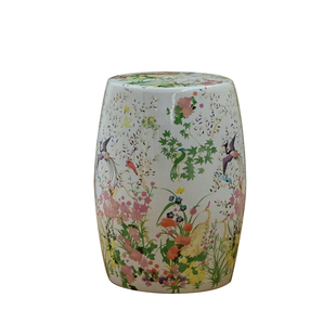 【孤品4折】蜡笔派绮丽陶瓷鼓凳客厅沙发卧室坐墩矮凳换鞋凳摆件A