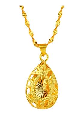 沙金甜美花朵吊坠气质水滴项链