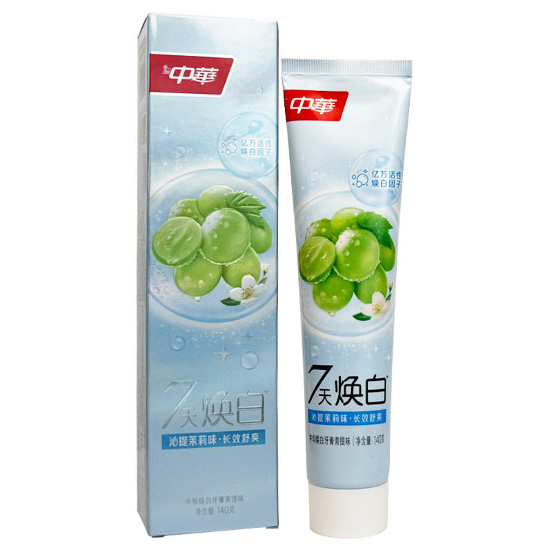 中华焕白牙膏140g 含氟防蛀白桃减黄减渍清新口气成人家庭装白桃