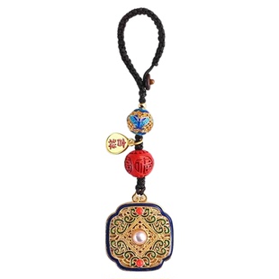 景泰蓝珐琅古法金福牌车钥匙扣招财神爷锦鲤葫芦挂饰钥匙扣挂件