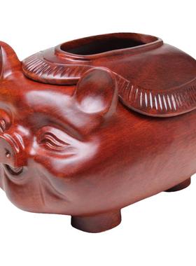 红木大象桌面收纳木质创意摆件