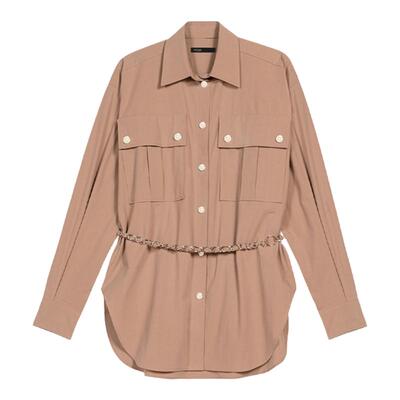 Maje休闲美拉德长袖翻领衬衫上衣